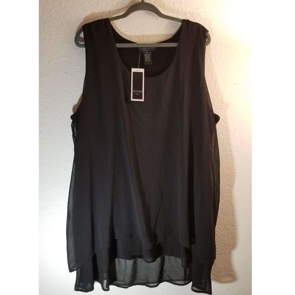 Design History Woman Black Sleeveless Formal Blouse 3X (NWT)